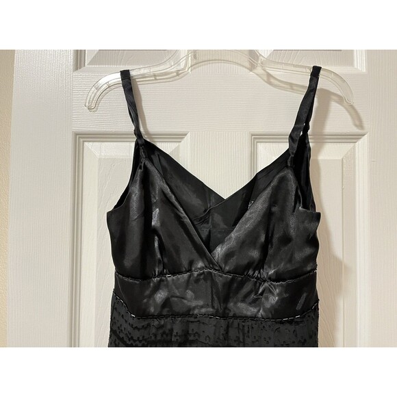 GUESS Floral Overlay Black V-Neck Sleeveless Beaded Dress Juniors Size 9 - Picture 6 of 12